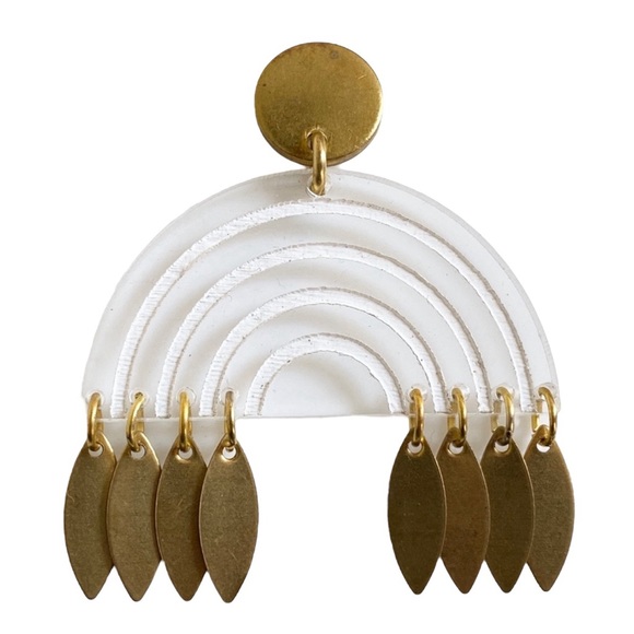 Modern Rainbow Earrings, Clear/White - Picture 2 of 3